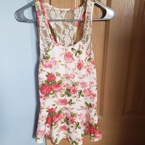 Papaya peplum tank top